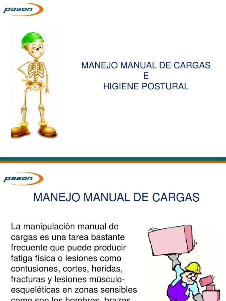 Manejo de Cargas y Higiene Postural | PDF | Dolor lumbar | La columna ...