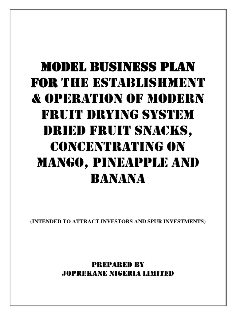 Model Business Plan Mango Pineapple Banana 1 1 1 PDF Dried Fruit Agriculture
