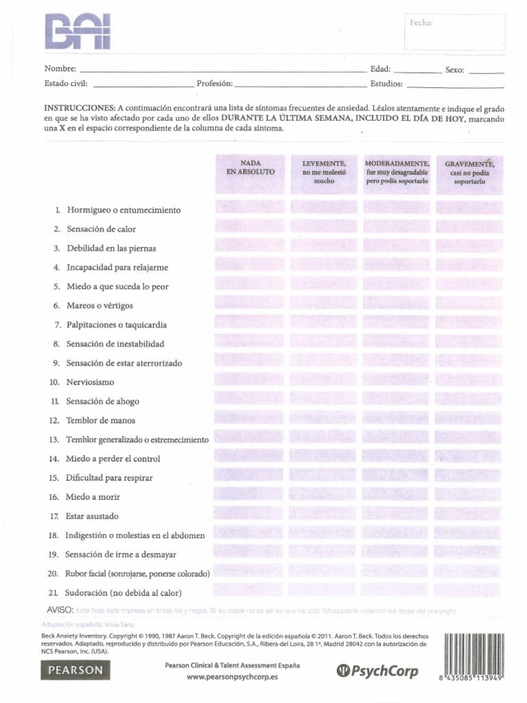 Ansiedad Beck