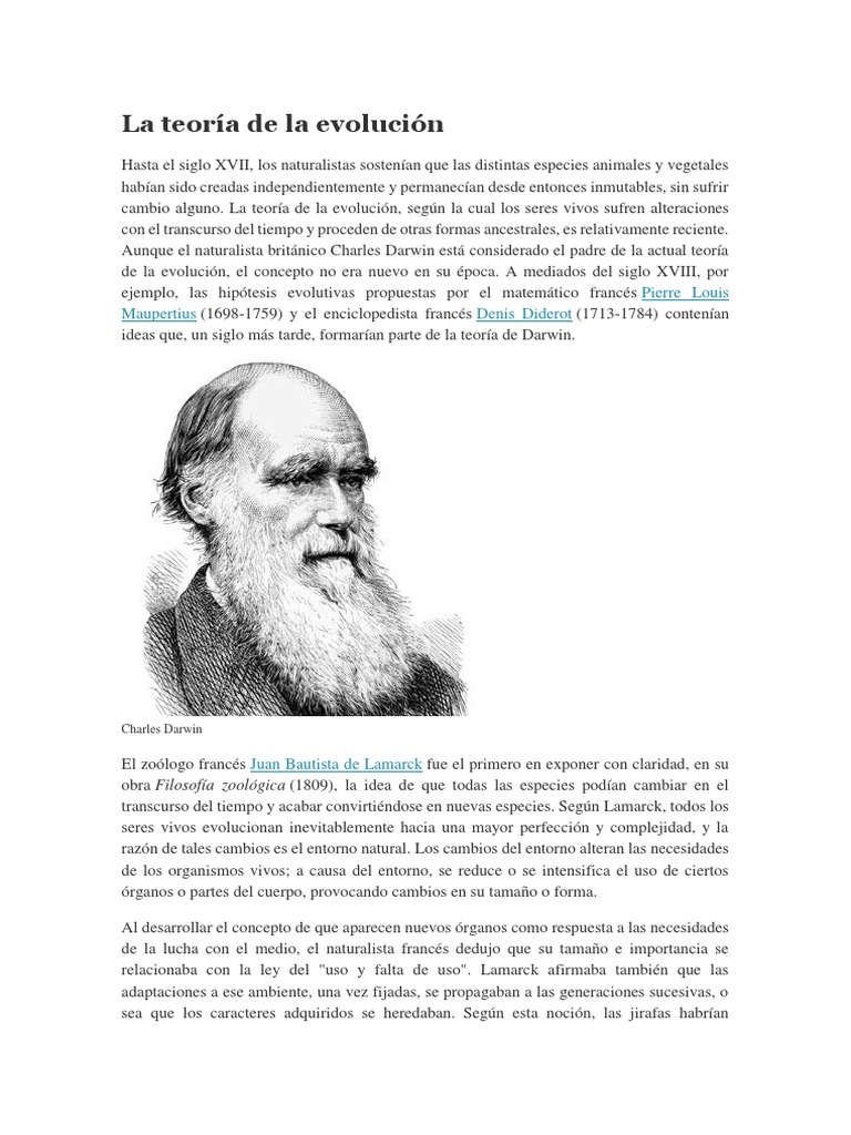Teoría de la Evolución de Darwin | PDF | Charles Darwin | Evolución