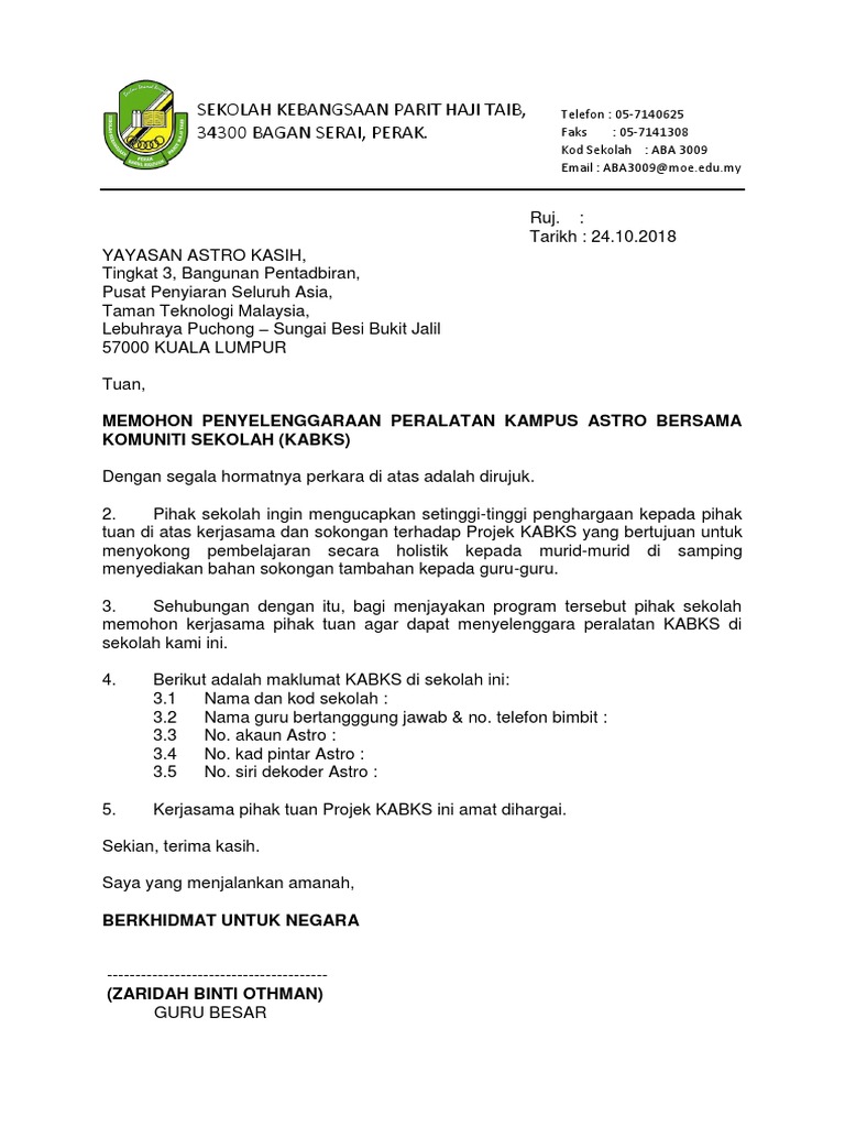 Tapak Surat Permohonan Penyelenggaraan Kabks Pdf
