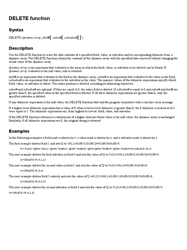 Delete Function | PDF | Notation | Computer Engineering