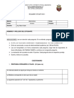 Matemáticas examen supletorio noveno grado