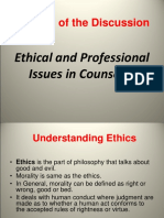 Focus of The Discussion: Ethical and Professional Issues in Counseling