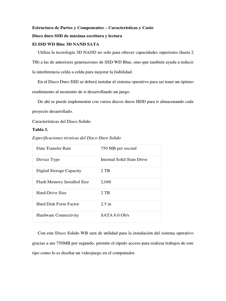 Propuesta de PC | PDF | Disco duro | Unidad de estado sólido