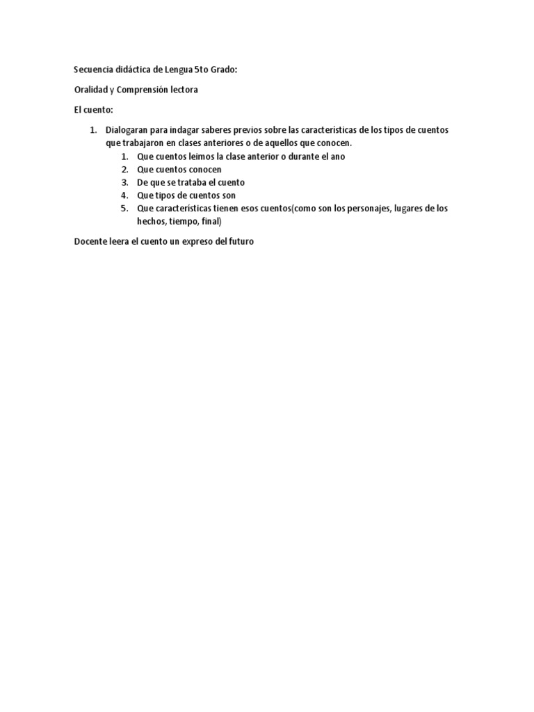 Secuencia Didáctica de Lengua 5to Grado | PDF
