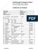 Chittagong Mohanagar Packages Limited: A House of Quality Carton Industry Certificate of Analysis