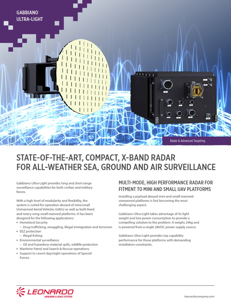 Gabbiano Ultralight Radar Unmanned Aerial Vehicle Radar