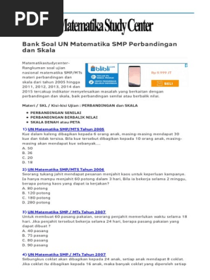 39 Bank Soal Un Matematika Smp Perbandingan Dan Skala