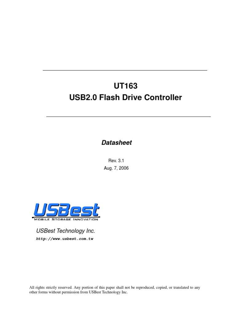 Ut163 Usb Controller | PDF | Flash Memory | Usb