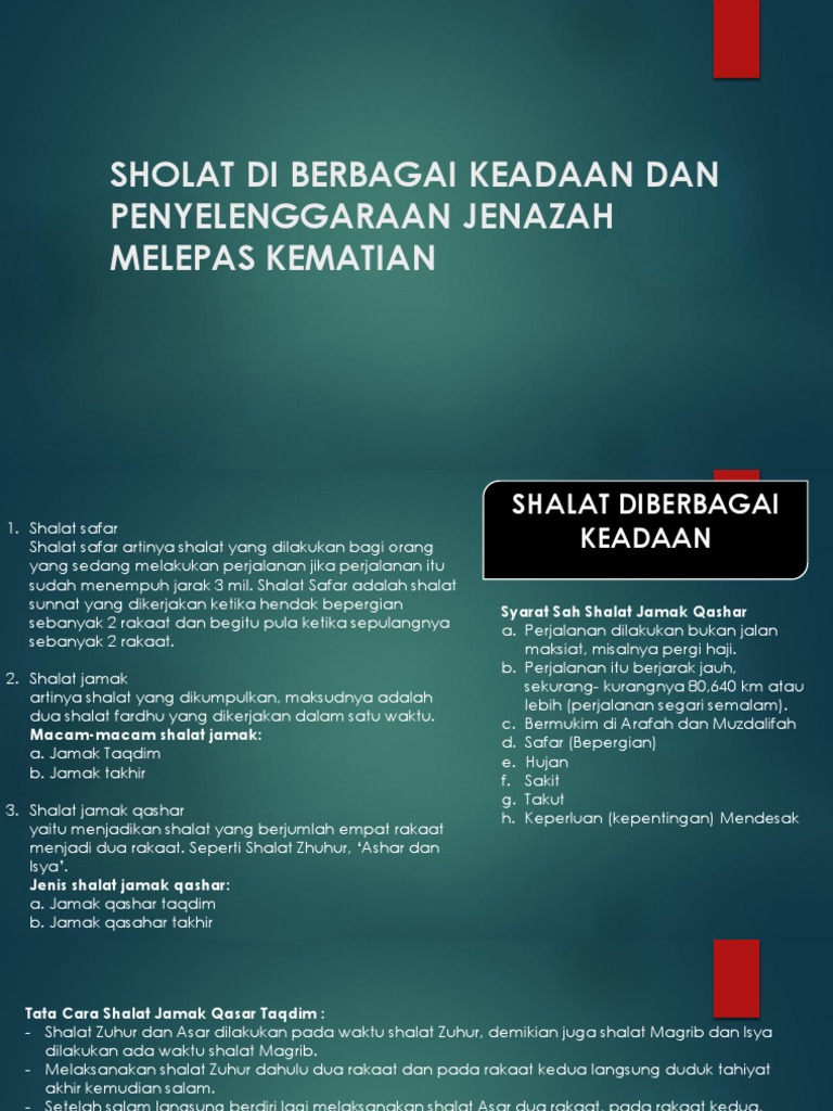 Sholat Di Berbagai Keadaan Dan Penyelenggaraan Jenazah Melepas Kematian