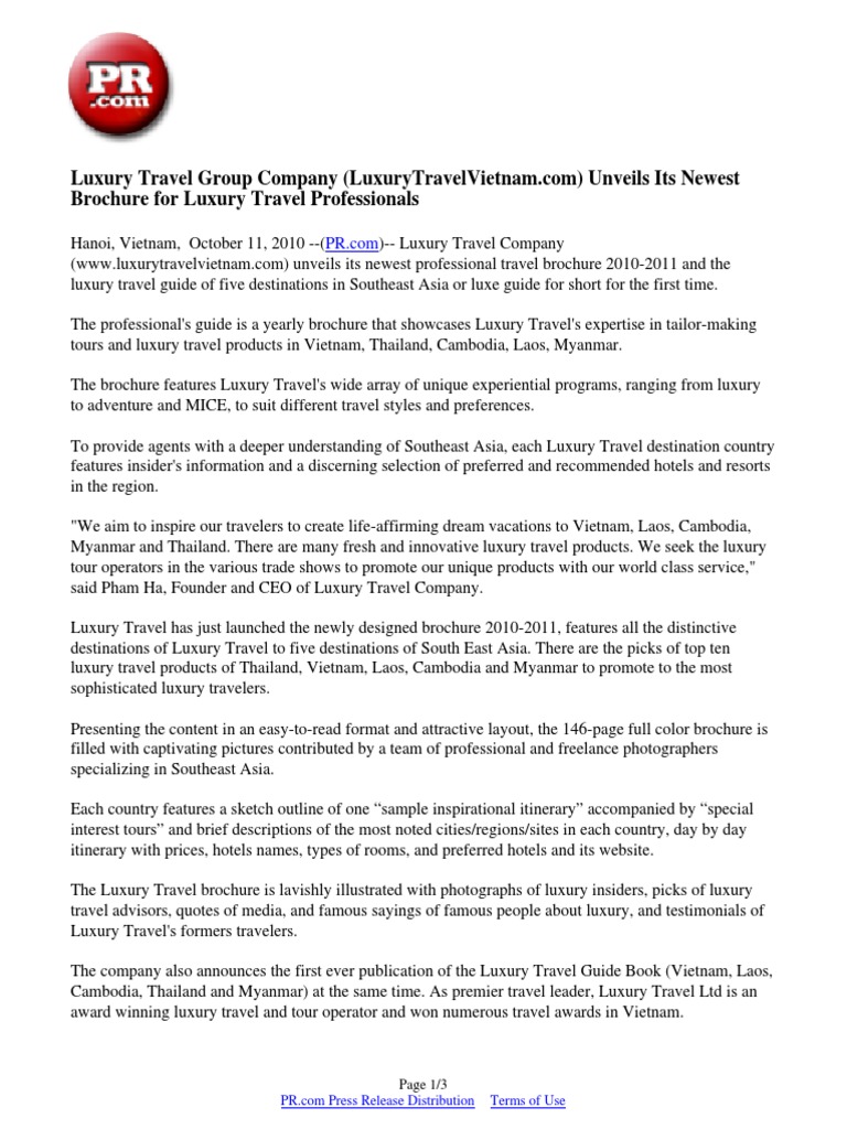 Luxury Travel Group Company (LuxuryTravelVietnam Com) Unveils Its