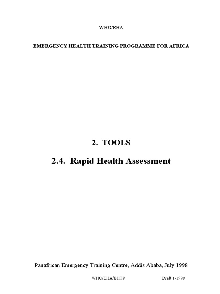 Rapid Health Assessment Guide | PDF | Public Health | Diarrhea