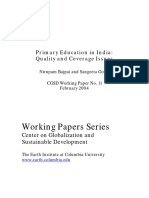 Working Papers Series: Primary Education in India: Quality and Coverage Issues