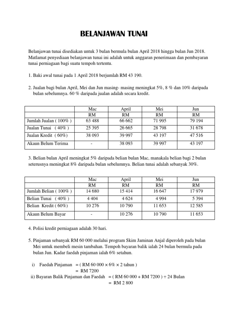 Belanjawan Tunai Pdf