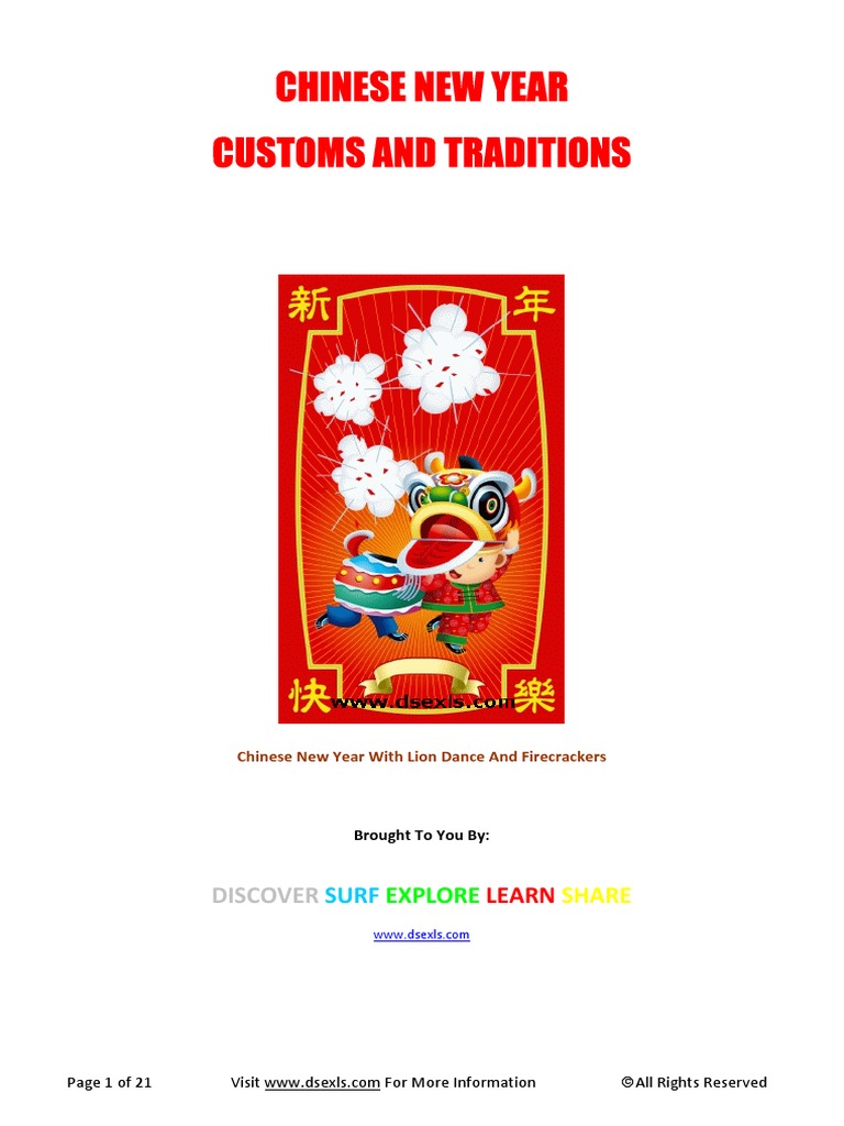 Chinese New Year Customs and Traditions PDF Confucianism Foods