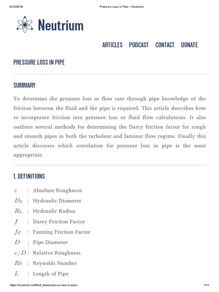 Pressure Losses in Pipeline Flow | PDF | Reynolds Number | Fluid Dynamics