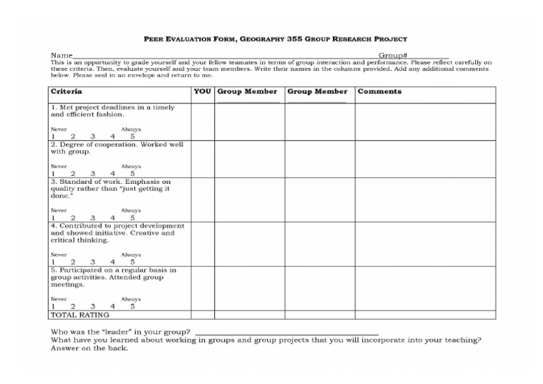 Peer evaluation group project image