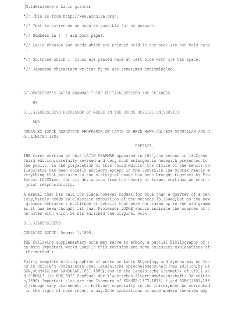 Gildersleev's Latin Grammar 3rd Edition 文法