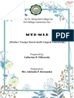 Mtb-Mle (Mother Tounge Based-Multi Lingual Education) : Alfelor Sr. Memorial College Inc. Del Gallego Camarines Sur