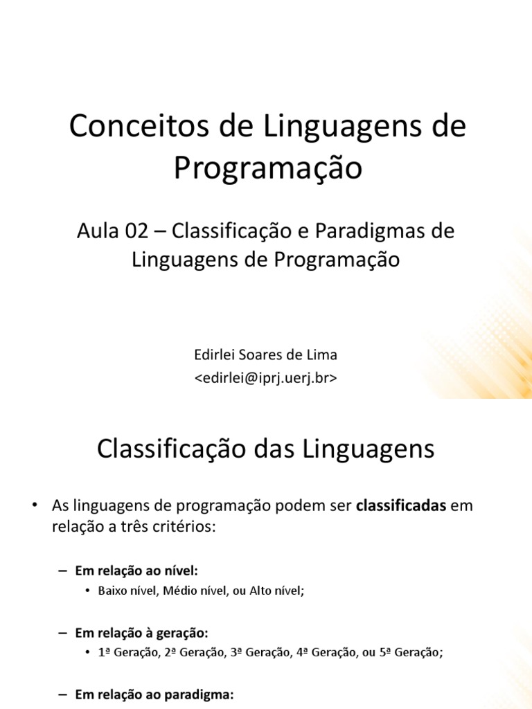 Classificação e Paradigmas de Linguagens | PDF | Paradigmas de ...
