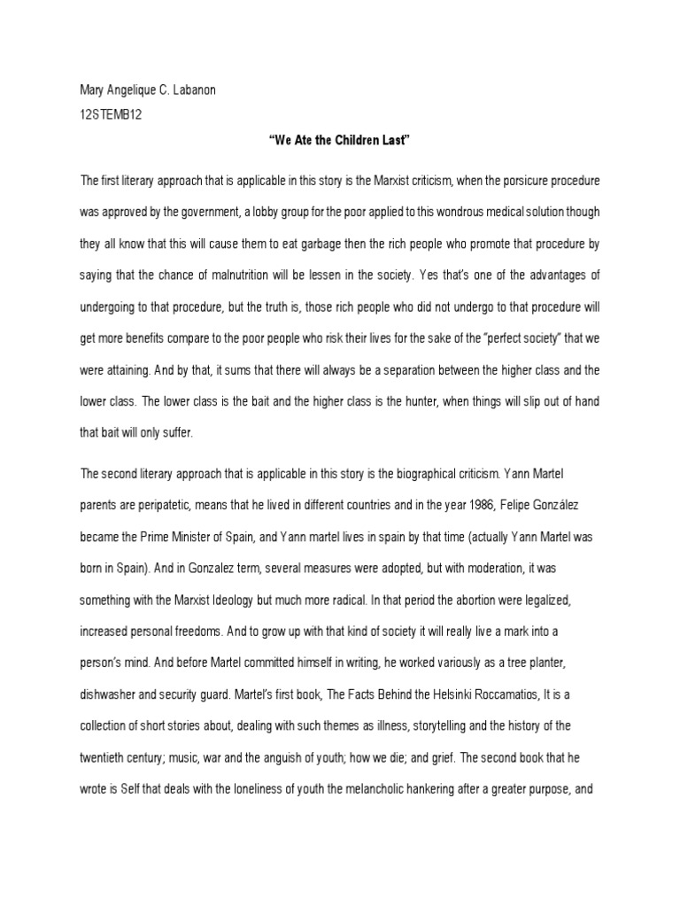 We ate the children last pdf psychology