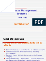 Database Management Systems I: Unit - 112