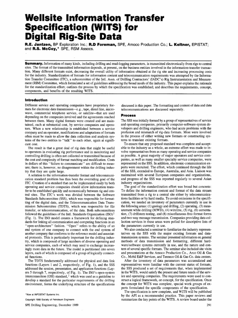 Wellsite Information Transfer Specification | PDF | Specification ...
