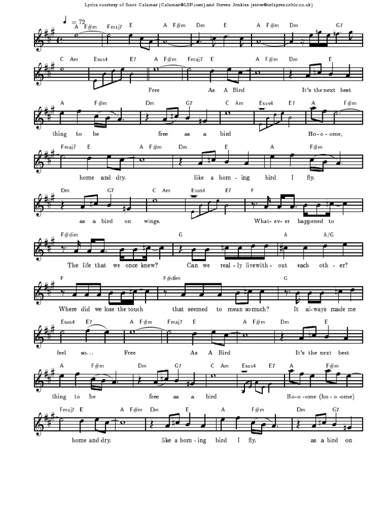 Free As A Bird | PDF | The Beatles | George Harrison