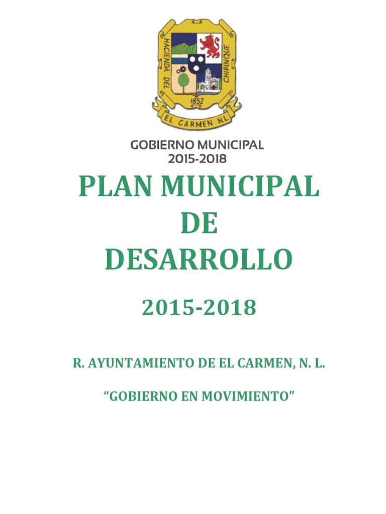 Plan Municipal de Desarrollo 2015-2018 El Carmen | PDF | Alcalde ...