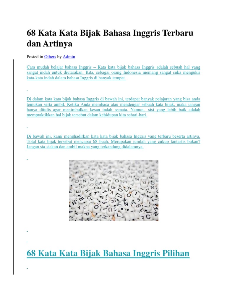68 Kata Kata Bijak Bahasa Inggris Terbaru Dan Artinya