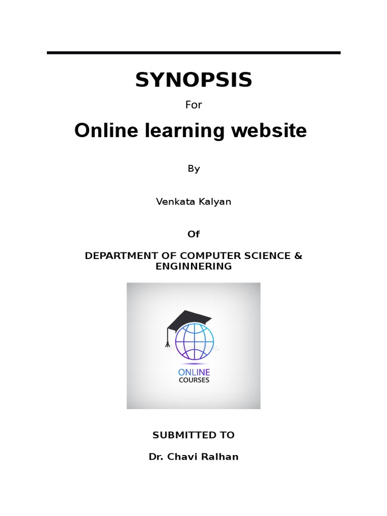 Synopsis Online Learning Website: of Department of Computer Science ...