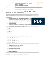 Prueba Ecuacion Cuadratica Sumativa