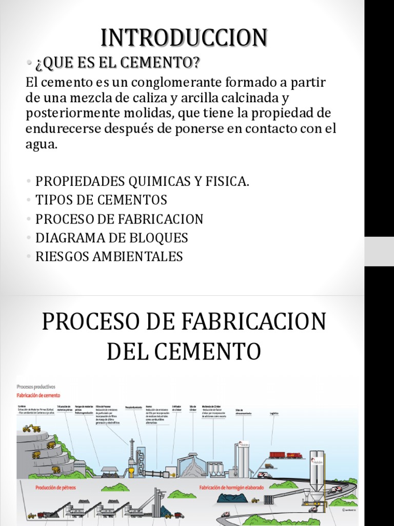 Proceso de fabricación del Cemento Cemento Materiales