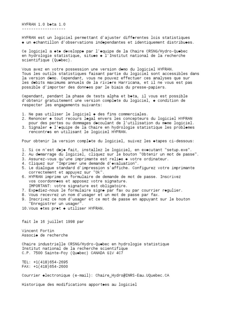 Téléchargement gratuit de HYFRAN 1.0 | PDF | Microsoft Windows | Logiciel