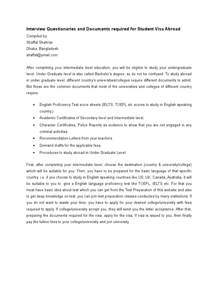 Student Visa Interview Preparation Guide | PDF | Travel Visa ...