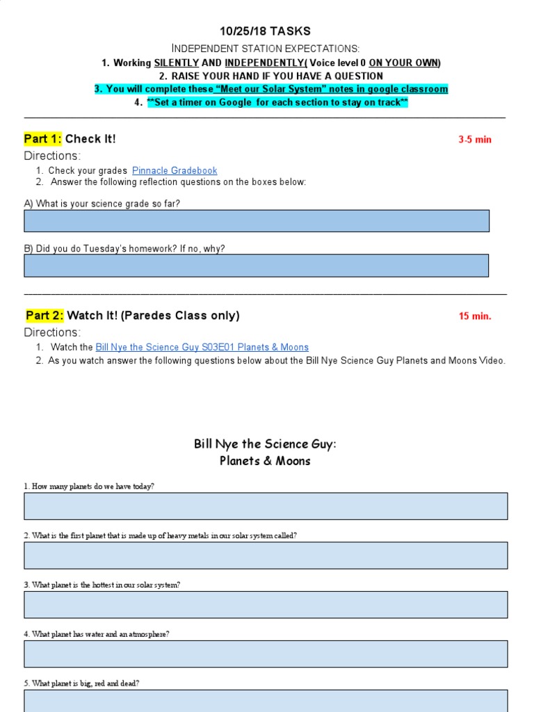 102518 Tasks Planets Solar System