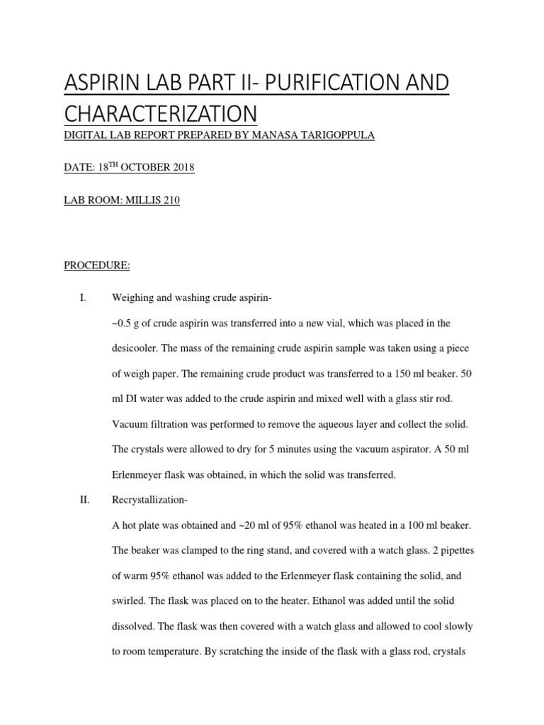 Aspirin Lab Part 2 PDF Titration Chemistry