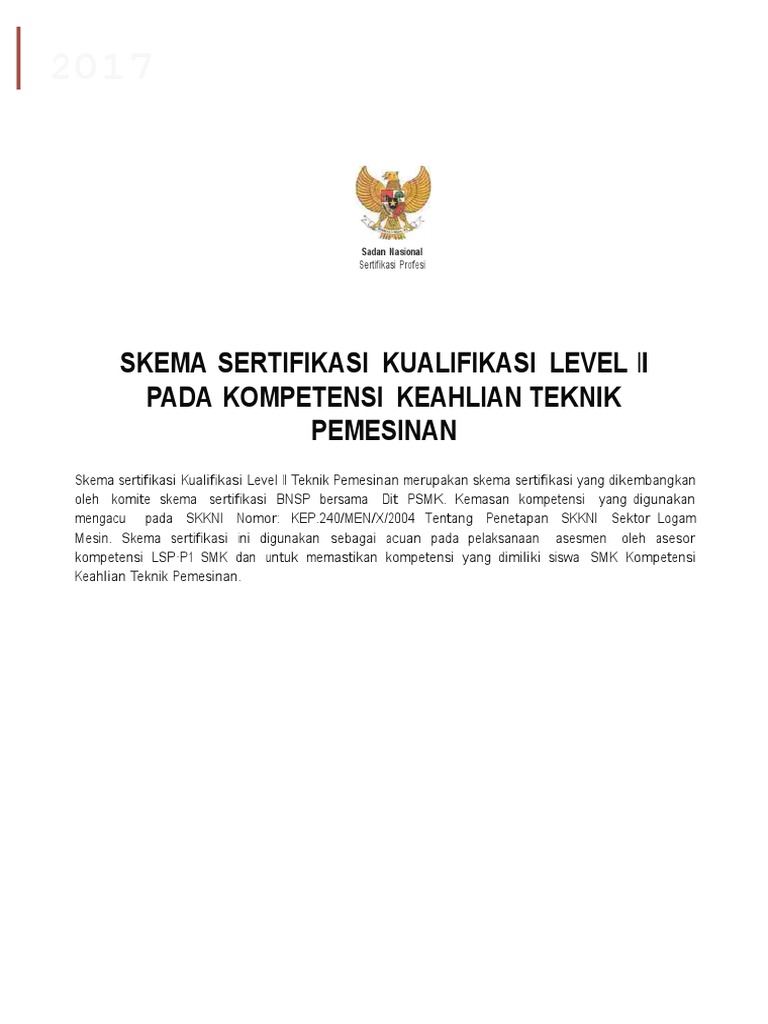 Skema Sertifikasi Kualifikasi Level Ii Pada Kompetensi Keahlian Teknik
