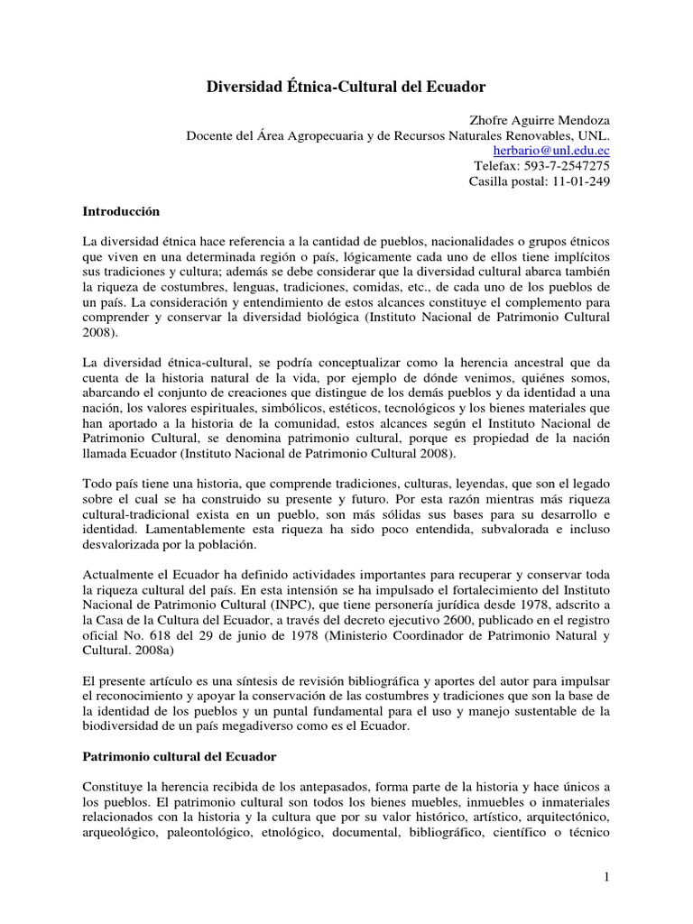 Diversidad Etnica Y Cultural Del Ecuador Ecuador Biodiversidad