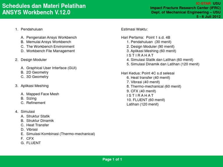 Pelatihan ANSYS Workbench V.12.0 | PDF | Teknologi & Rekayasa