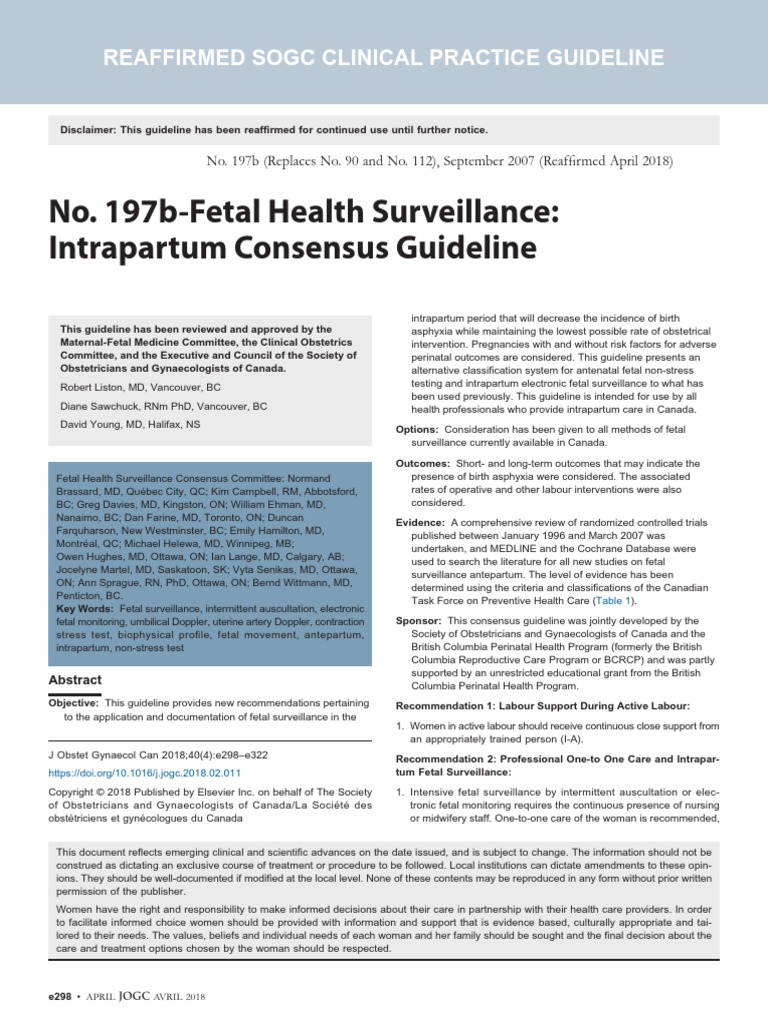 No. 197bFetal Health Surveillance PDF Childbirth Fetus