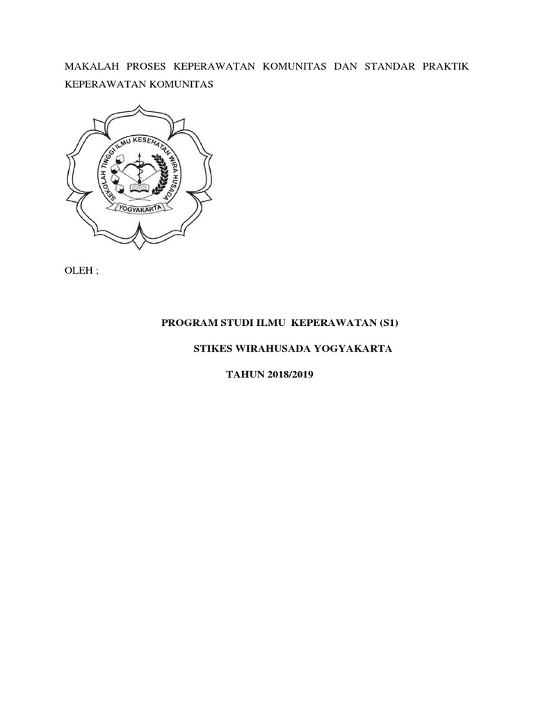 Makalah Proses Keperawatan Komunitas Dan Standar Praktik Keperawatan Komunitas