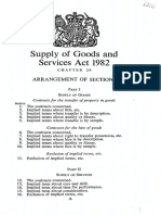 Supply of Goods and Services Act 1982 Summary