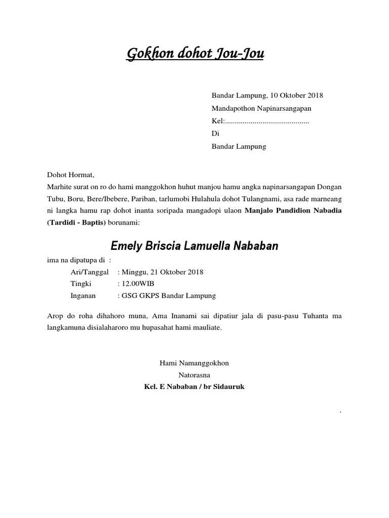 770+ Contoh Surat Undangan Bahasa Batak Gratis Terbaru