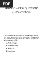 Round 1 - Easy Questions (1 Point Each)