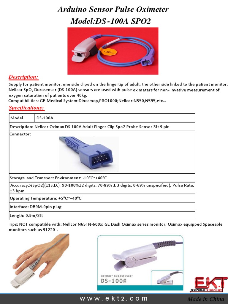 DS-100A SpO2 Sensor Specifications | PDF