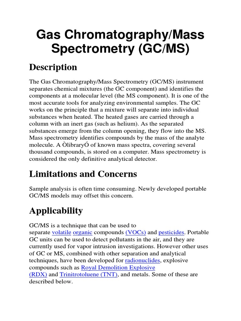 Gas Chromatography | PDF | Gas Chromatography | Mass Spectrometry