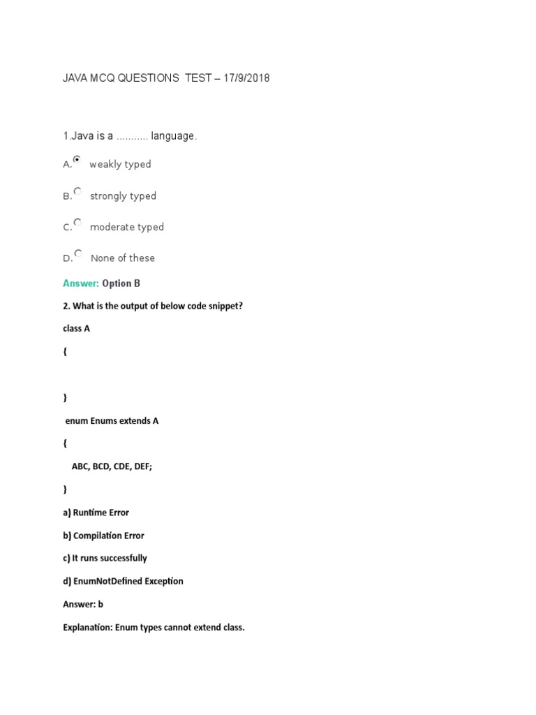 MCQ Java Qustions PDF C (Programming Language) String
