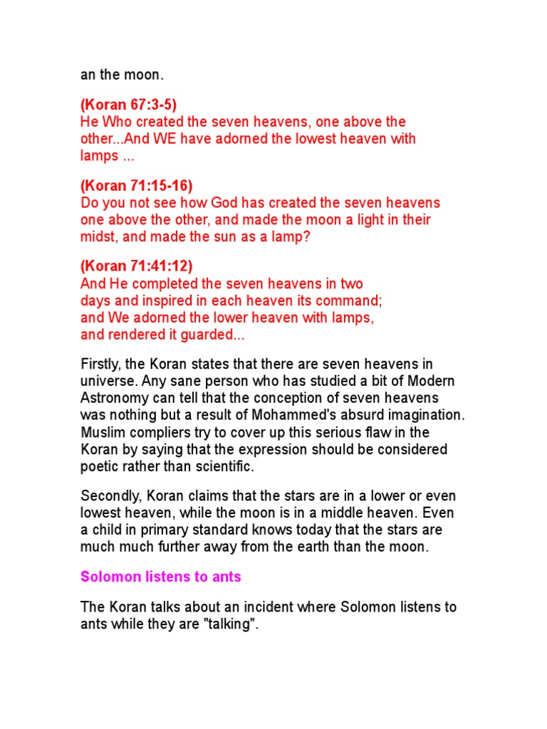 Scientific Flaws in the Koran's Claims | PDF | Quran | Islam